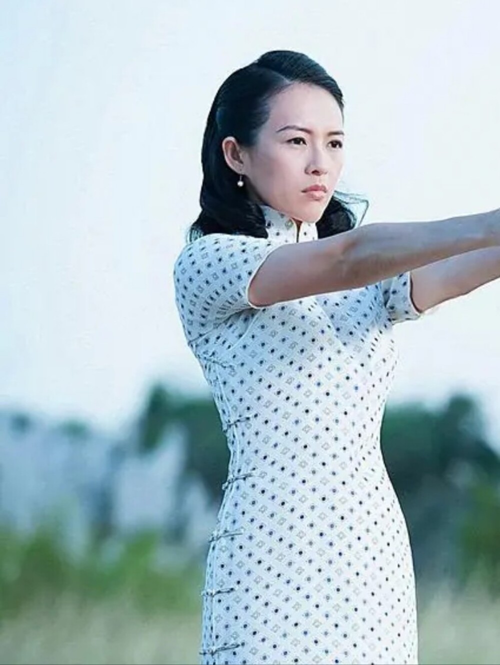 💎 Geometric Blue & White Modern Qipao / Cheongsam 💎 - Picture 8 of 8